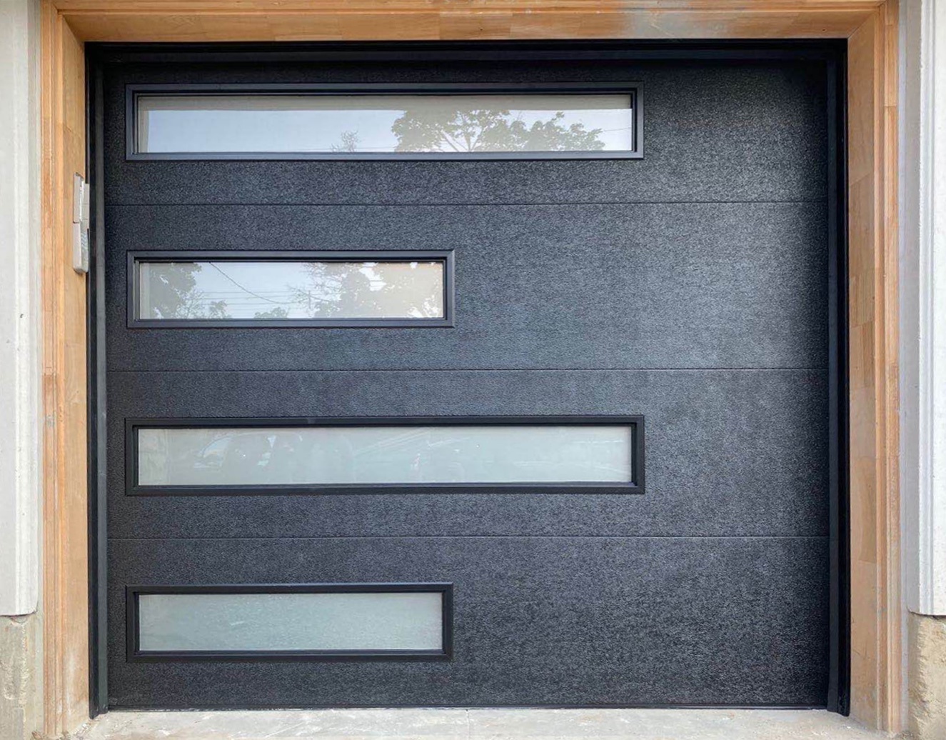 Luxury Residiential Black Panel Garage Door